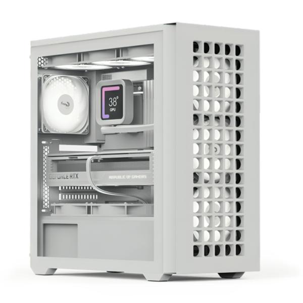 Case Aerocool Gaming RGB Mini Tower D502A Ventiladores 4 de 120MM con Vidrio Lateral y Frontal – Blanco