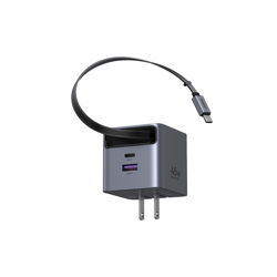 Cargador USB-C UGREEN X614 65821, 45W GaN, Cable Retráctil, Dob