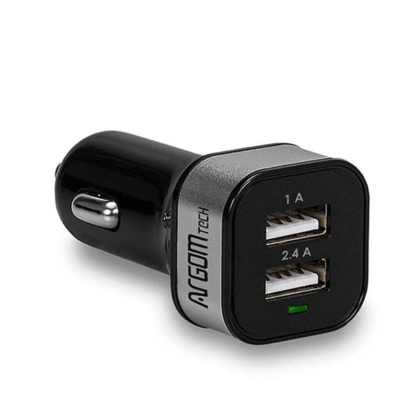 Argom Cargador de carro USB negro