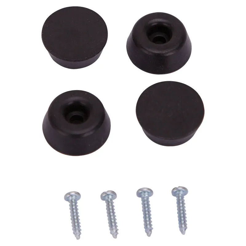 Protector tope de hule negro con tornillo 1" 4 uds