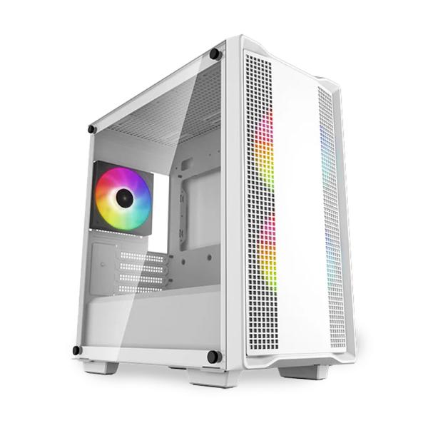 Case Deepcool Gaming Mini Tower CC360 ARGB WH Ventiladores 3 de 140MM con Vidrio Lateral y Malla Frontal – Blanco