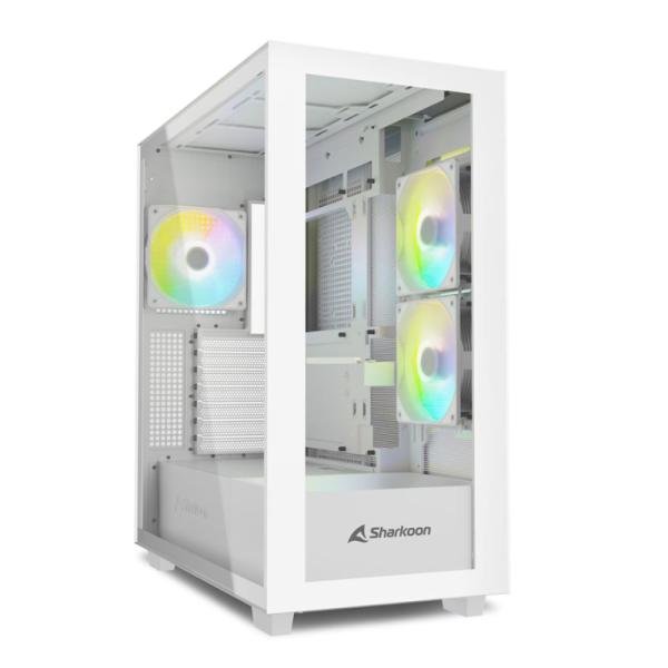 Case Sharkoon Gaming RGB Mid Tower Rebel C60 Ventiladores 4 de 120MM con Vidrio Lateral y Frontal – Blanco