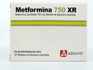 Metformina XR Adiuvo, 750 mg, 30 tabletas