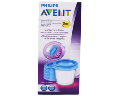Avent, Set 5 Vasos Almacenadores de Leche Materna, 180 ml, 6 Onz, 0m+