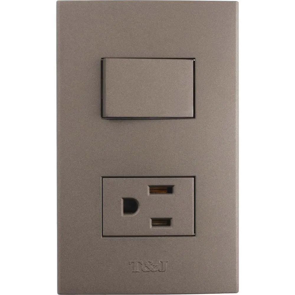 Interruptor y tomacorriente 16 A 125 V negro rojizo Eagle línea T&J