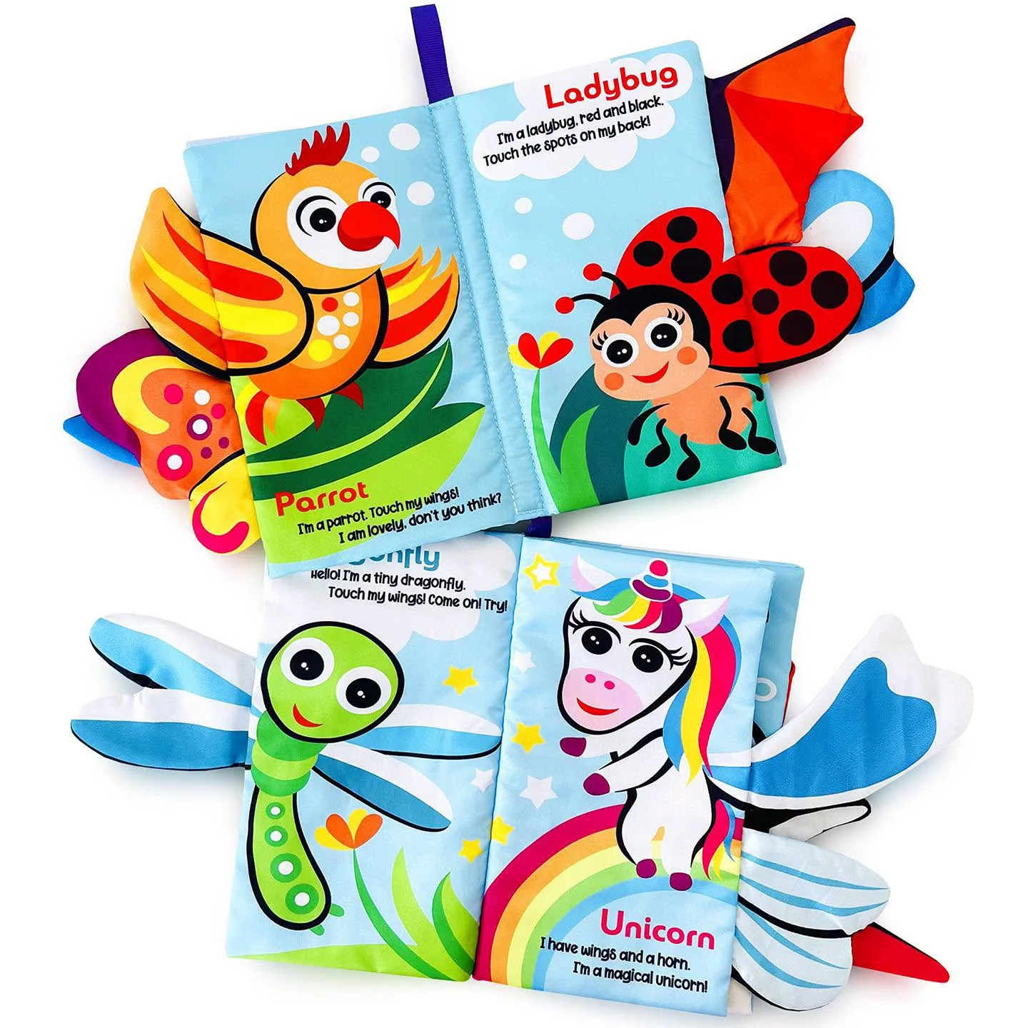 Set de 2 libros de tela con alas sensoriales 3+ meses