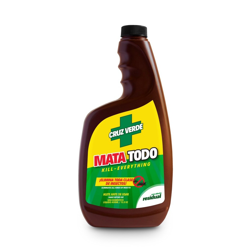 Insecticida mata todo 40 0ml liquido con tapa cruz verde