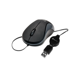 Mouse Óptico Compacto Con Cable Retráctil, 1000dpi, Karbon Klip