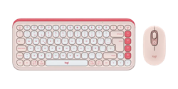 Juego De Teclado Y Mouse POP Icon Color Rosado Y Blanco Logitec