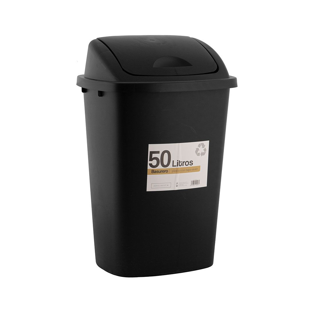 Basurero tapa vaivén plástico 50lt