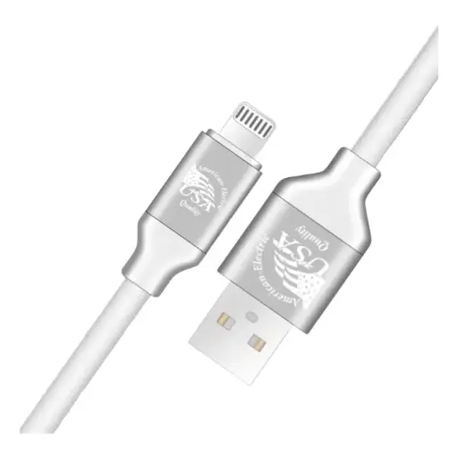 Cable USB-A a Lightning American Electric 1.2mts Alimentación/Transferencia Blanco JF-C111AL