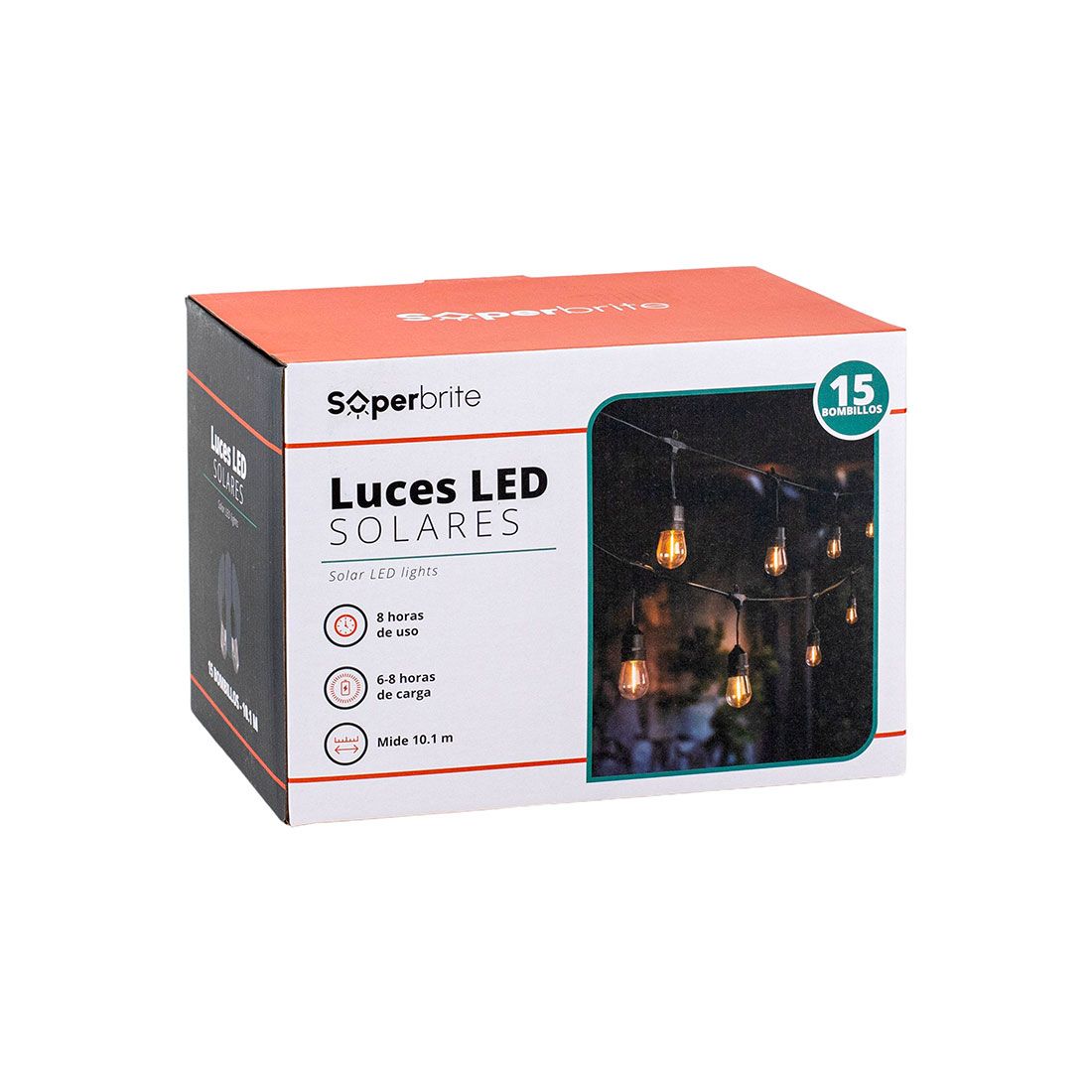 Luces led solares 15 bombillos 10.1m