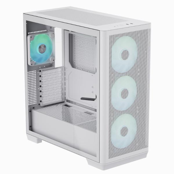 Case Apnx RGB Mid Tower C1-R-WT-V1 Ventiladores 3 de 140MM y 1 de 120MM con Malla Frontal y Lateral – Blanco