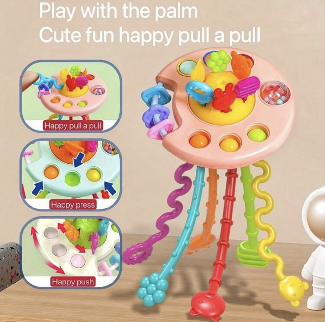 Juguete Sensorial Montessori con Cuerdas – 1 Pieza, Rosa