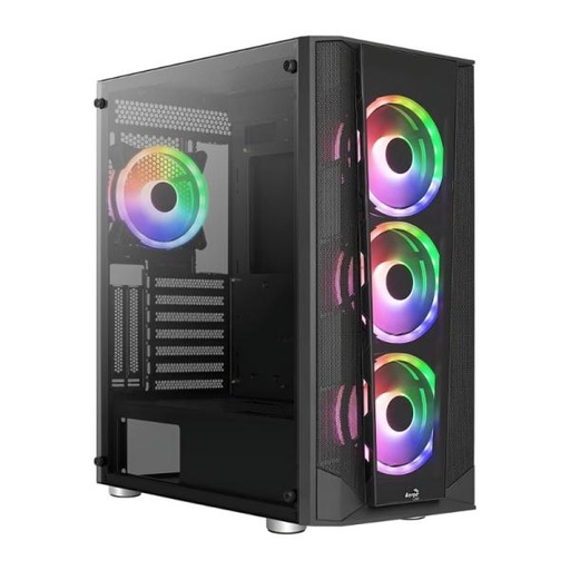 CASE RGB AEROCOOL TERN MINI TORRE PEQUEÑA VIDRIO TEMPLADO 3 ABANICOS DELANTEROS Y 1 ABANICO TRASERO TERN MINI-G-BK-V1 NEGRO