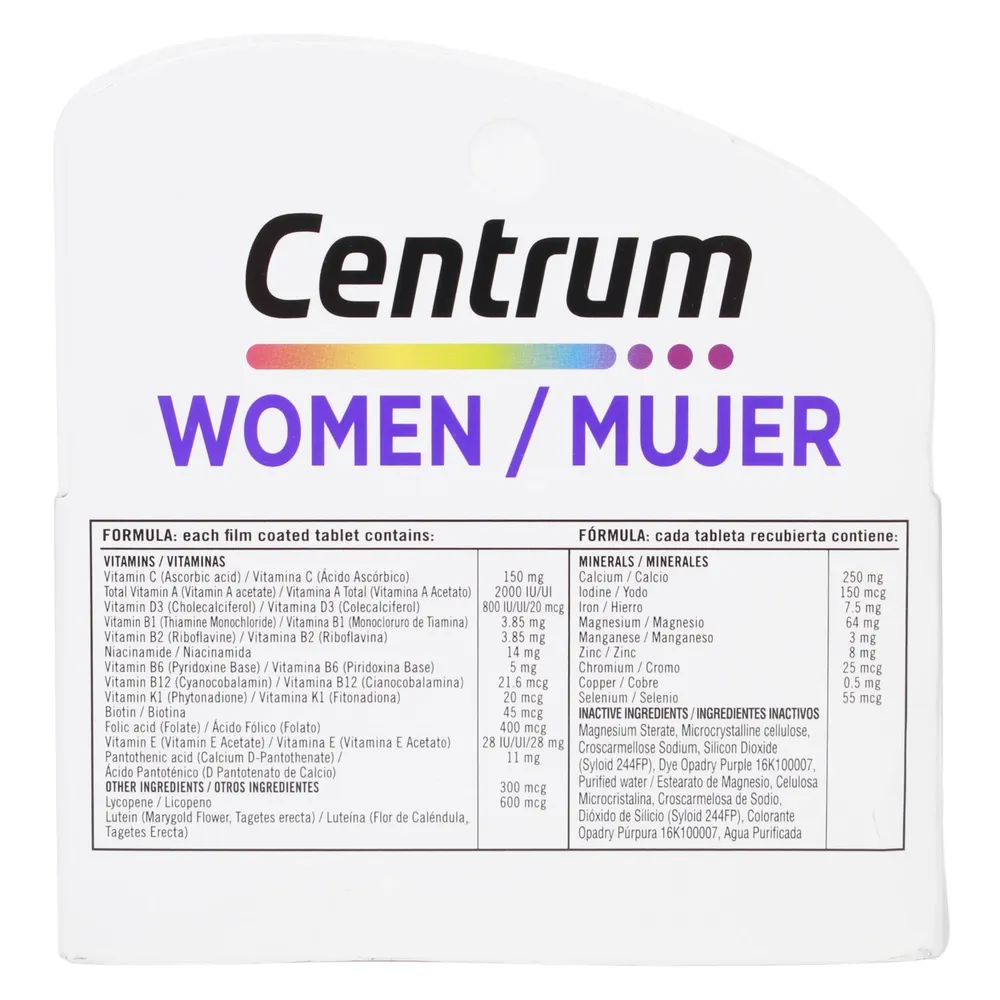 Vitaminas Centrum Gender para mujer caja 30 tabletas