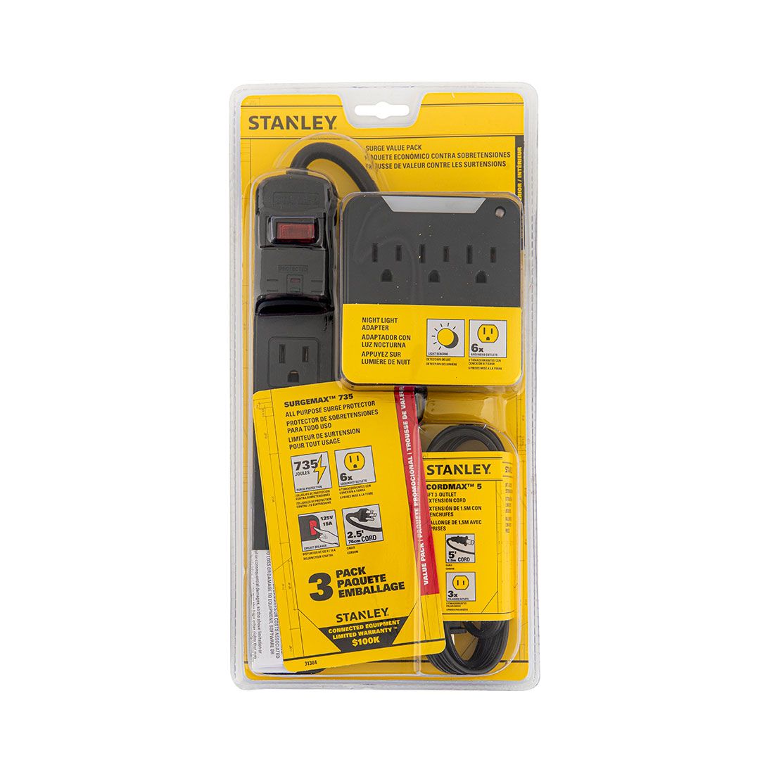 Regleta negra Stanley 3pcs