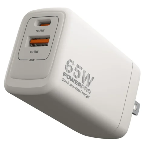 Cargador UNNO TEKNO Power Pro – Super Fast dual port 65W travel charger – Blanco