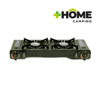 Cocina 2 Quemadores Gas Portatil Verde + Home Camping