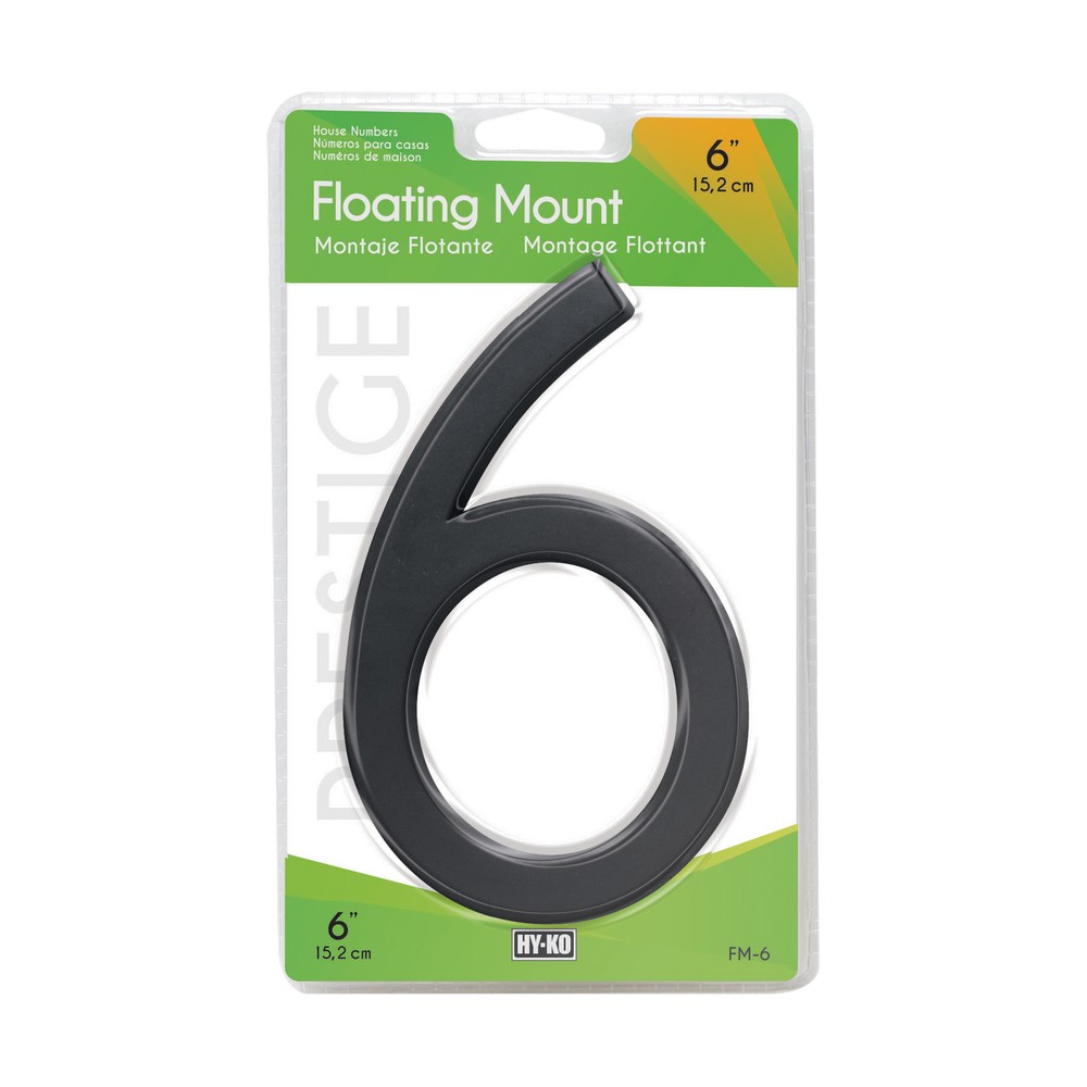 Numero 6 flotante negro de 6 in