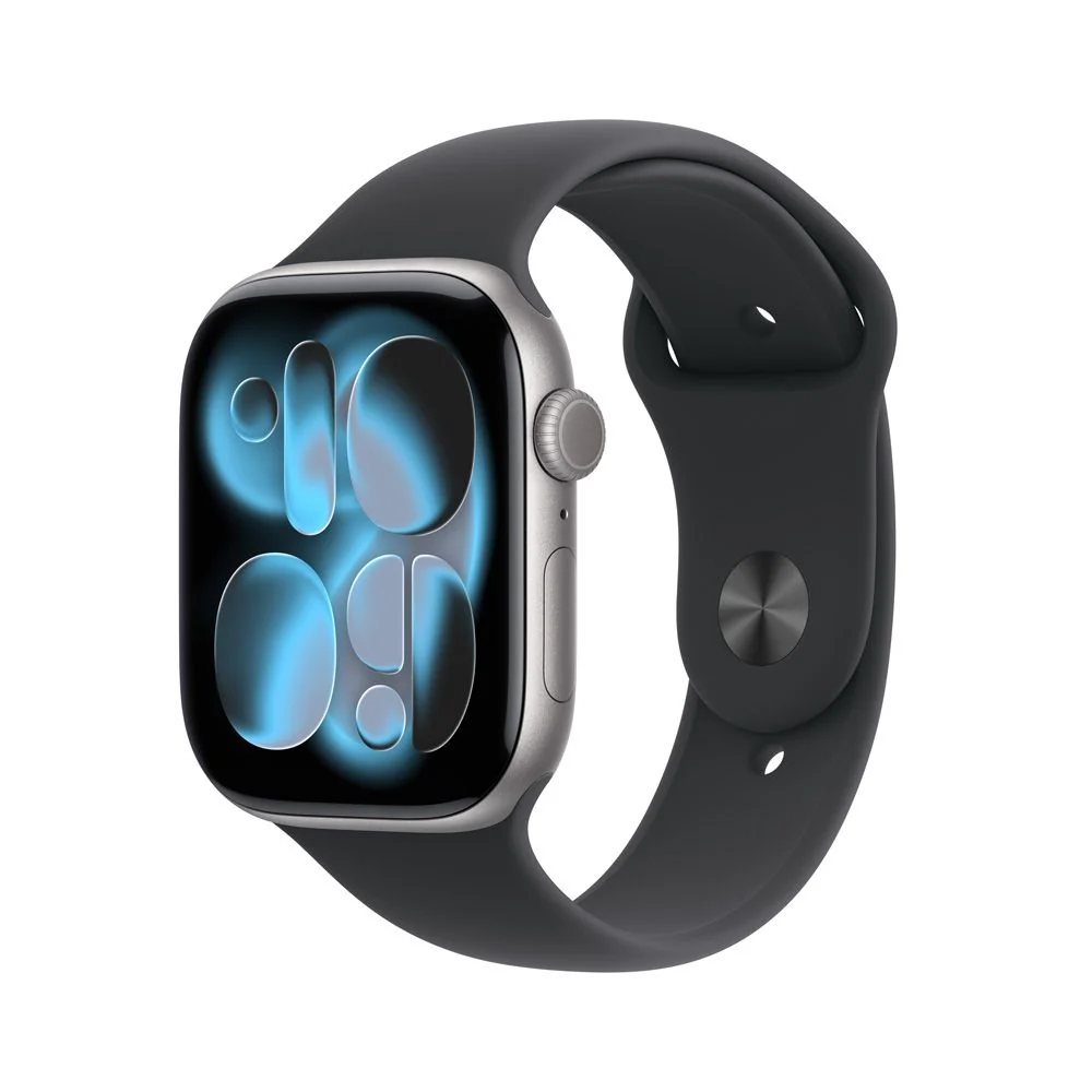 Apple Watch Series 11 GPS • Caja de aluminio gris espacial de 46 mm • Correa deportiva negra – S/M