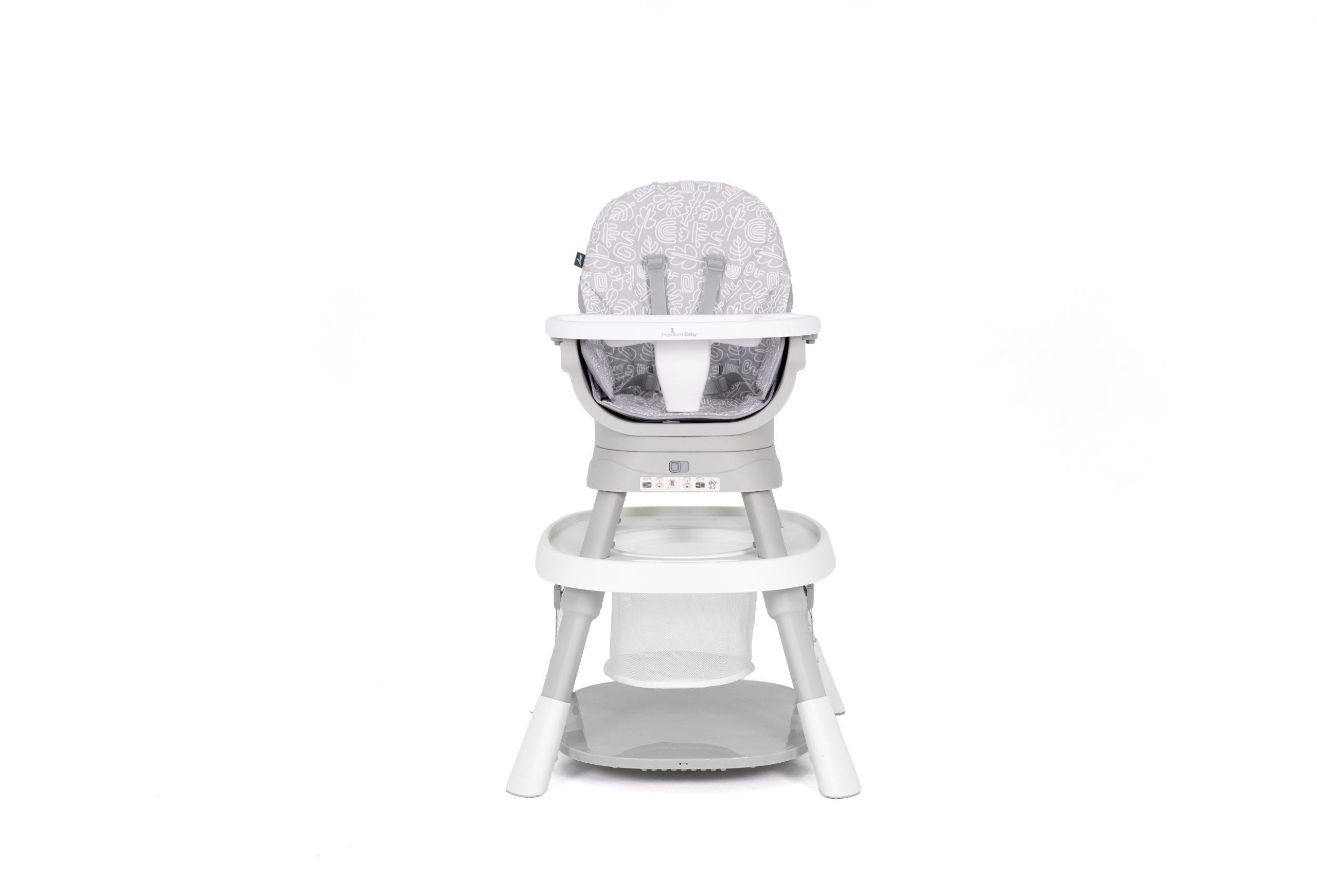 Silla de comer Dakota 7 en 1 giratoria 360 – Gris