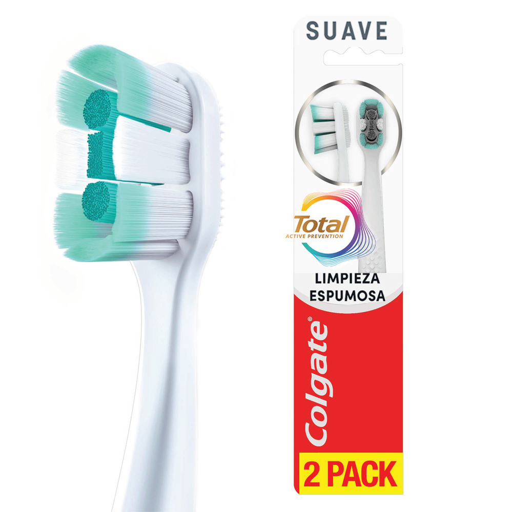 Colgate Total Active prevention cepillo limpieza espumosa 2 unidades