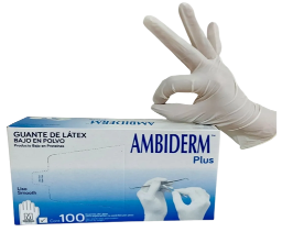 Guantes de Latex, Ambiderm Plus, Mediano, 100 unidades