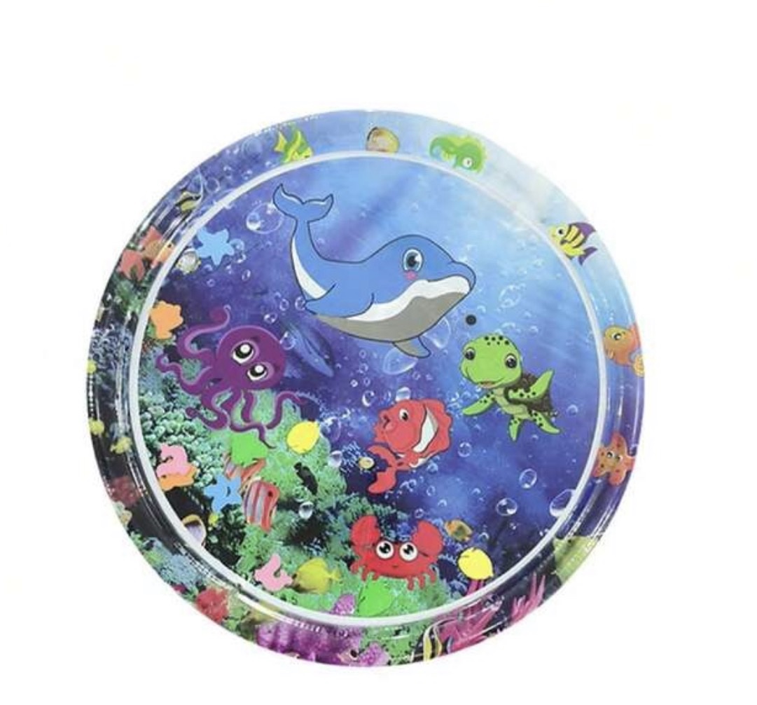 Alfombra sensorial de agua interactiva, gruesa y refrescante, con peces para el juego de niños 95 cm diámetro, delfín