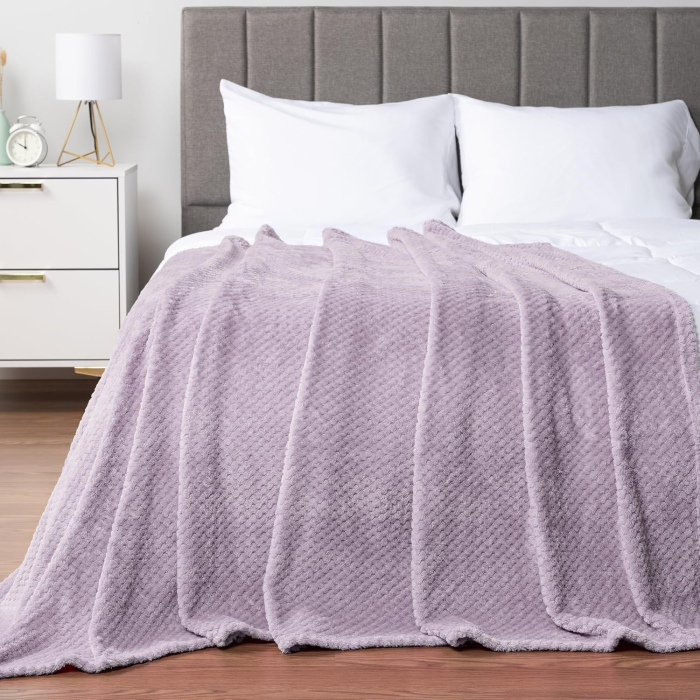 COBIJA FULL 180X220 FLANNEL VIOLETA GRIS HAUS