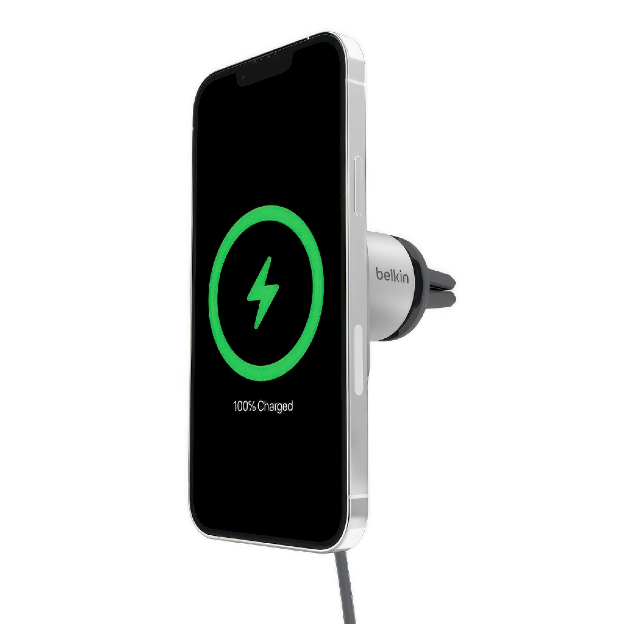 Cargador de Carro Belkin Wireless Vent Mount Pro 15W / Qi2 para iPhone - Blanco