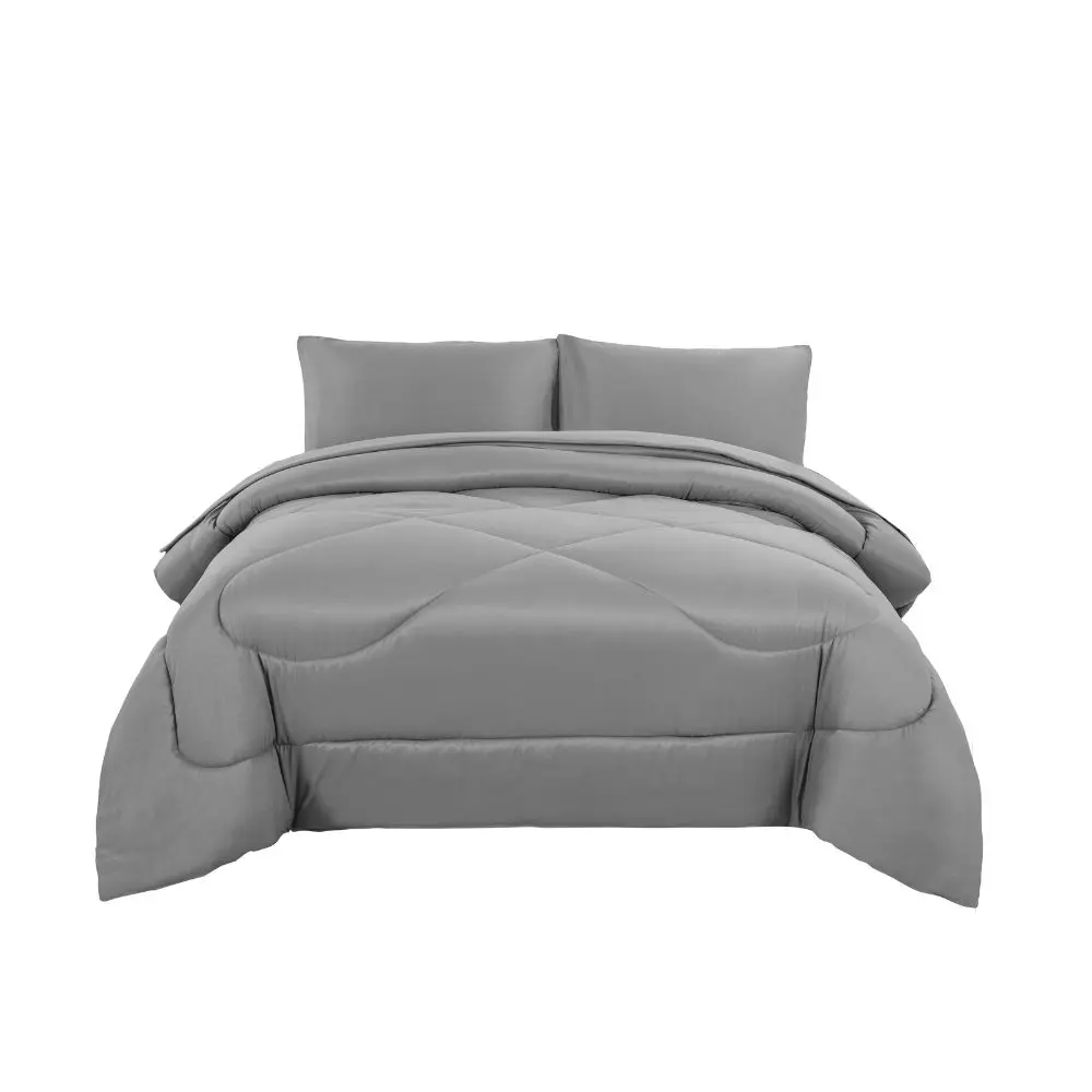 Set de Edredon Quattro Queen Poliéster microfibra Gris QTTBDFQ01