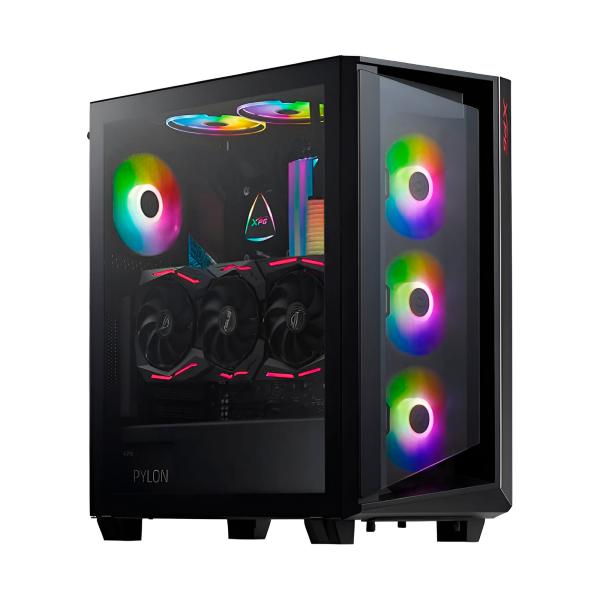 Case XPG Gaming RGB Mid Tower Battlecruiser Ventiladores 4 de 120MM con Vidrio Lateral y Malla Frontal Cruiserst-Bkcww – Negro