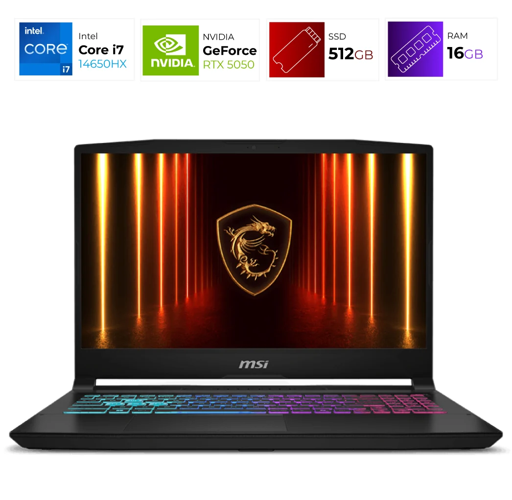 MSI Katana 15 HX – Intel i7 14650HX- 16GB – RTX 5050 – 512GB – Classic Black
