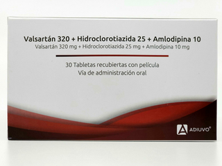 Valsartan+Hidroclorotiazida+Amlodipina Adiuvo, 320/25/10 mg, 30 tabletas