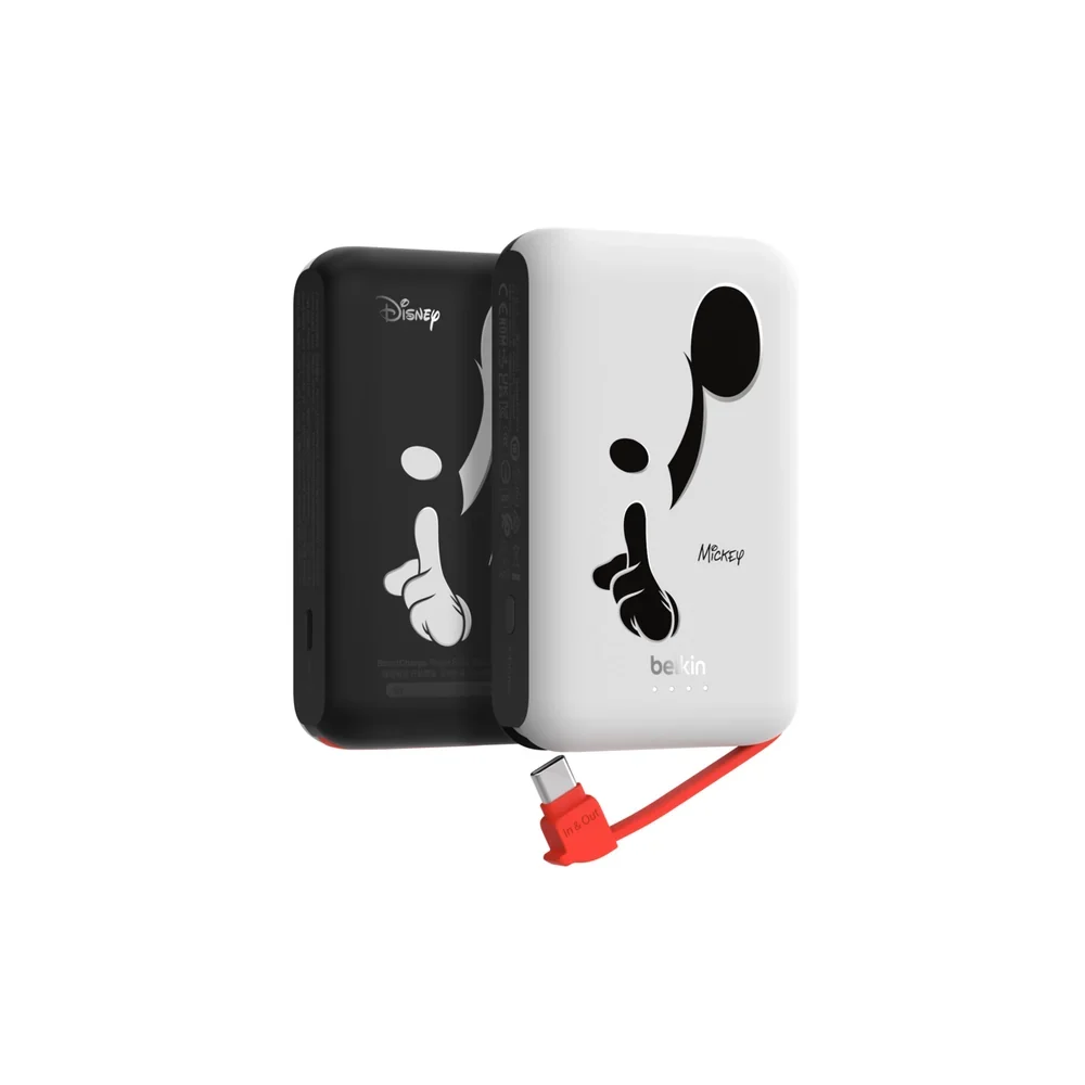 Batería Externa Belkin 10K con Cable USB-C Integrado 20W Mickey - Negro