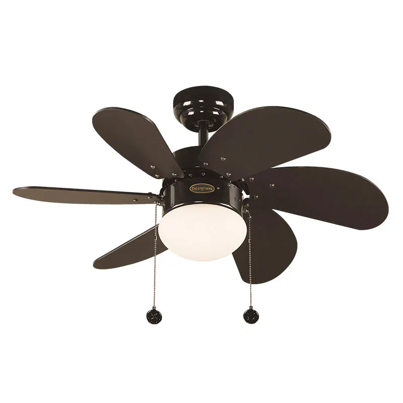 Ventilador techo 32" 6 aspas 1 luz negro designers lighting