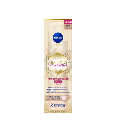 NIVEA LUMINOUS 630 ANTI-MANCHAS FLUIDO CON COLOR TONO MEDIO 40ML