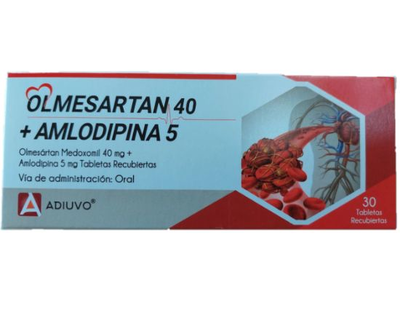 Olmesartan+Amlodipina Adiuvo, 40/5 mg, 30 tabletas