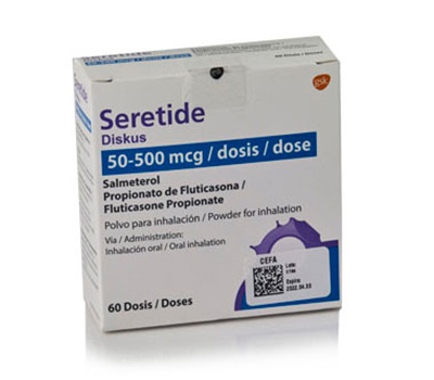 SERETIDE DISKUS INHALADOR 500/50 MCG 60 DOSIS