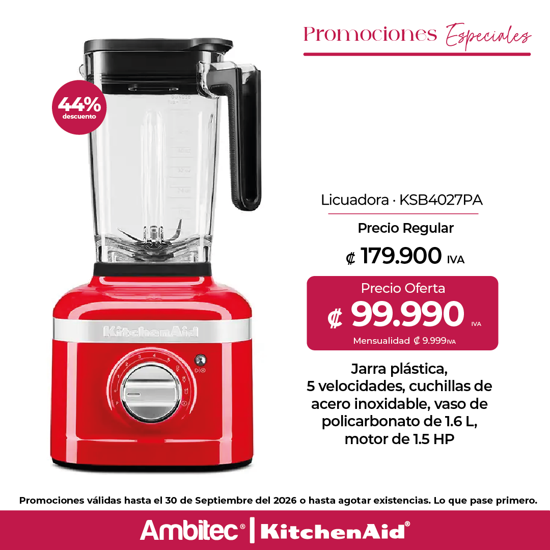 Licuadora K400 KitchenAid KSB4027PA Rojo 1.6Lt , 5 velocidades