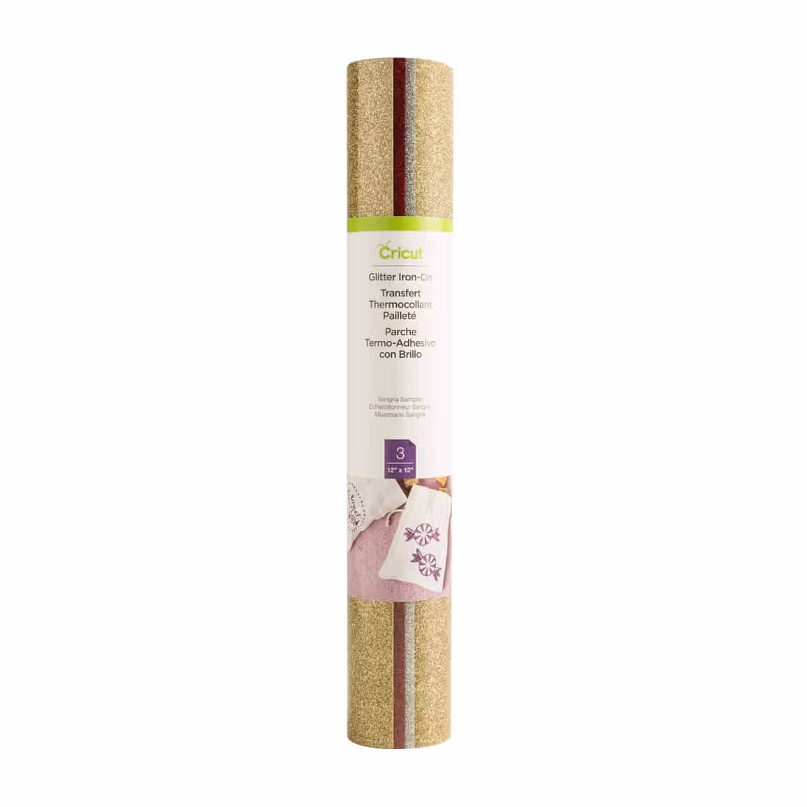 CRICUT HOJA GLITTER IRON-ON SAMPLER – SANGRIA – 3 HOJAS