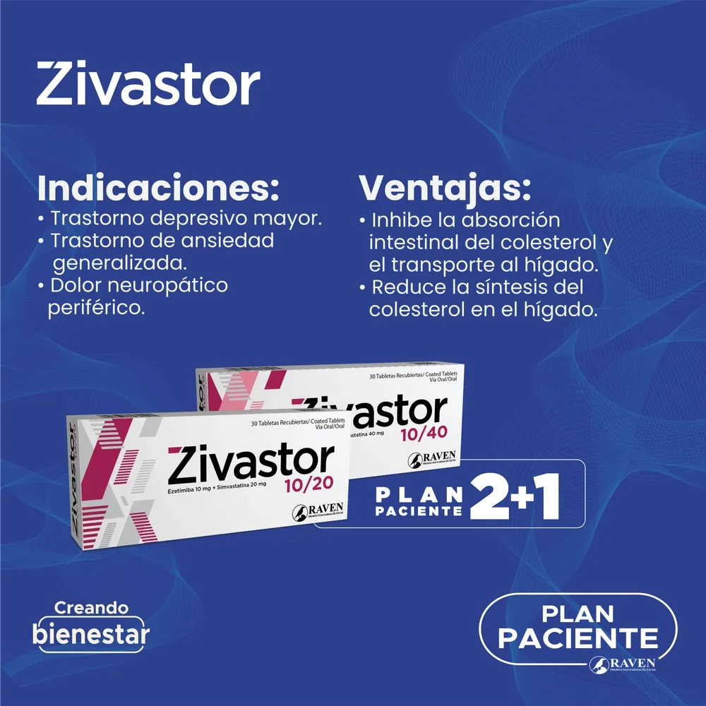 Zivastor 10 mg/20 mg caja 30 comprimidos