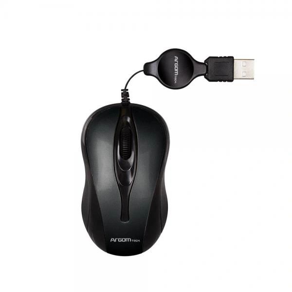 MOUSE ARGOM USB RETRACTIBLE NEGRO