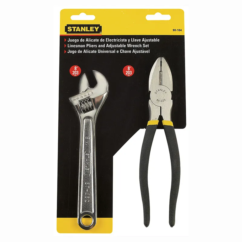 Juego alicate electricista 8" y llave ajustable 8" Stanley