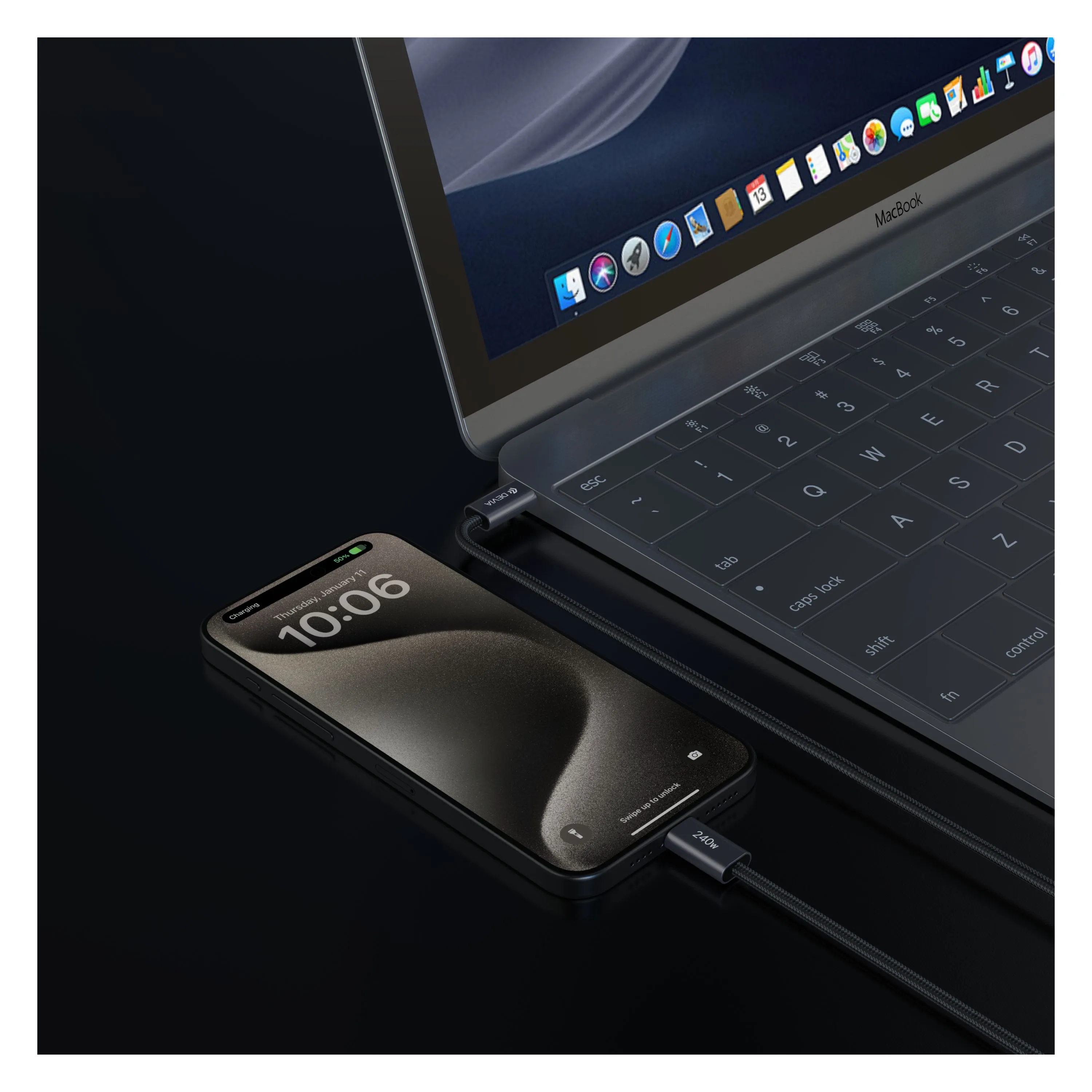Cable USB‑C a USB‑C DEVIA 240 W PD 3.1, ideal para laptops, consolas de juego y tablets, 2 m