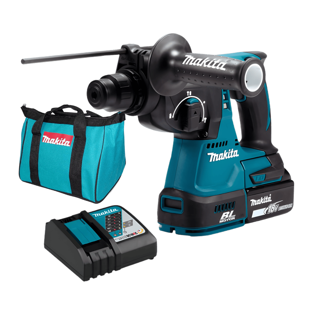 MAKITA DHR242ZX9 ROTOMARTILLO SDS-PLUS 1/2" BAT LITIO-ION 18V 2J 950RPM 4700IPM C/1 BAT 5AH + REGALIA BOLSO 14"