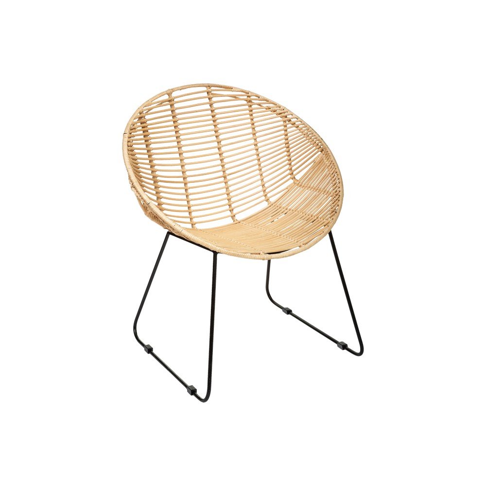Silla moderna de madera patas de metal 70x60x80cm beige