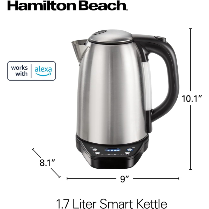 HERVIDOR INTELIGENTE 1.7L ACERO INOXIDABLE NEGRO HAMILTON BEACH