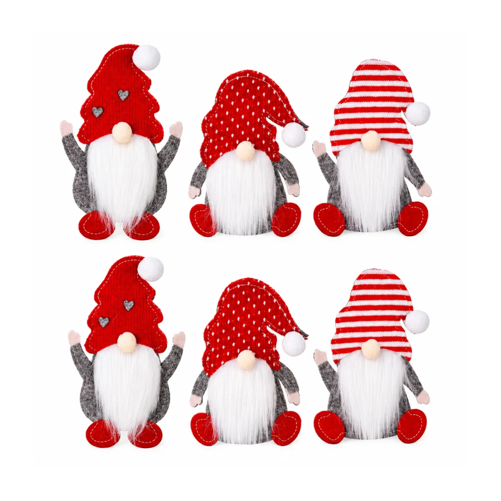 Miomu Set de 6 Gnomos Navideños para Cubiertos